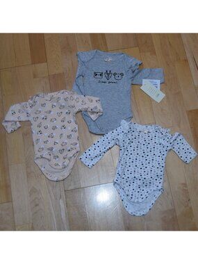 Bundle of 3 LAUGHING LLAMA Infant Baby Girls' Sz 3m Long Sleeve Bodysuits